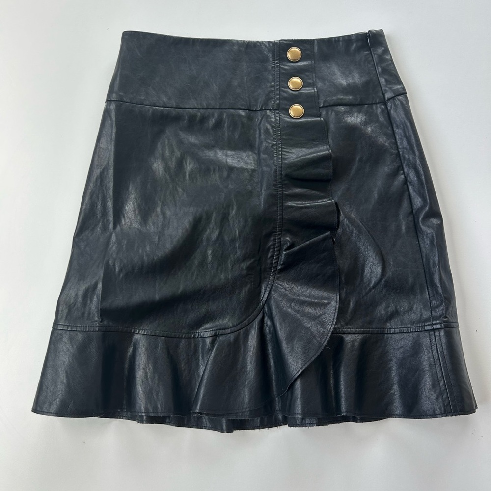 Black S Faux Leather Skirt